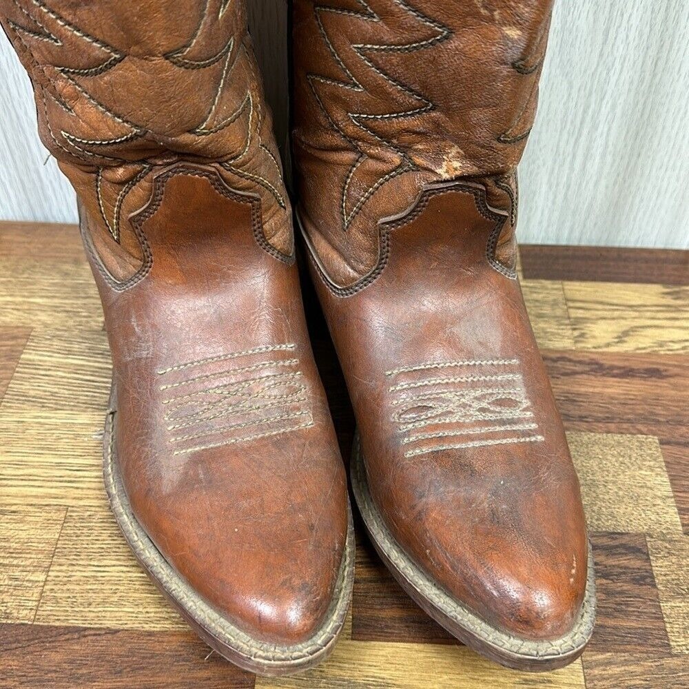 Ramrods Mens Cowboy Boots 7.5 Brown Leather Mid Calf Western Work Wear Embroider - Picture 8 of 16